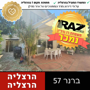 נמכר! בבלעדיות ייצוג מכרים וקונים , קוטג' ברנר 57, הרצליה הצעירה