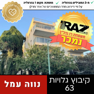 נמכר! בבלעדיות (ייצוג מוכרים וקונים) , 4 חד' בקיבוץ גלויות 63. נווה עמל